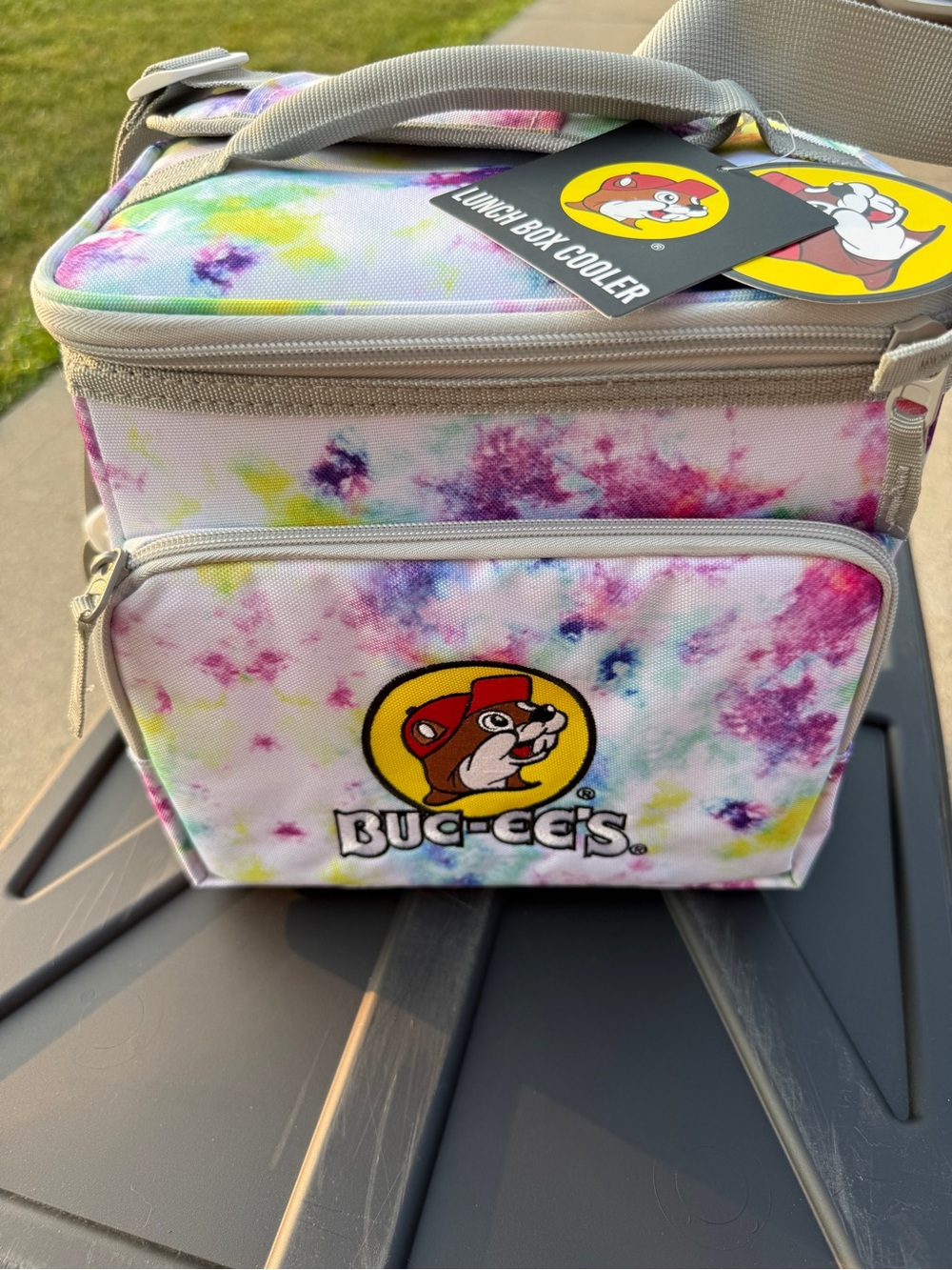 Buc-ee's Tie-Dye Lunch Cooler Bag - White Multicolor